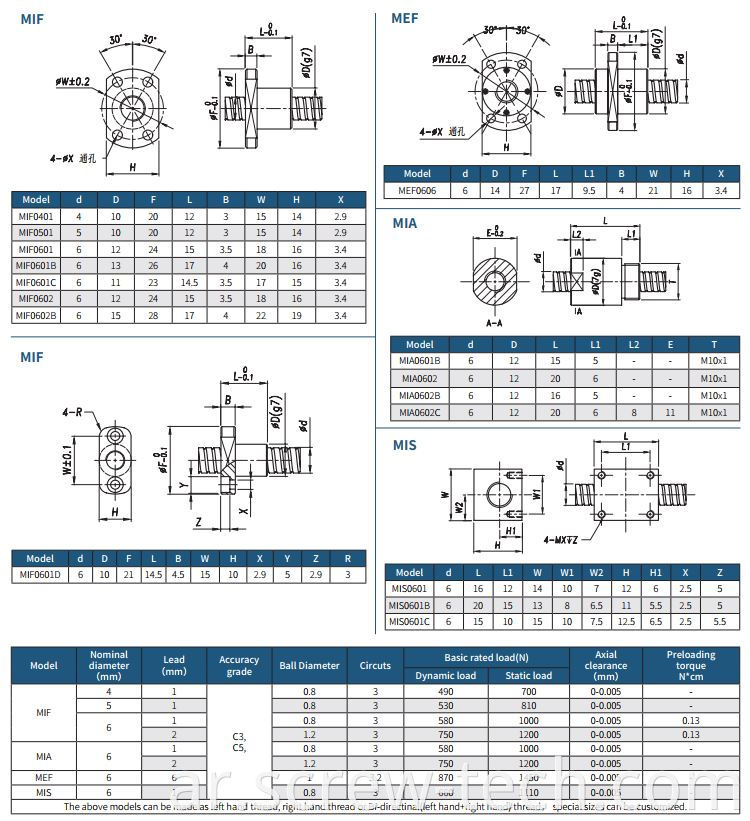 Miniature Ball Screw Diameter 4 5 6